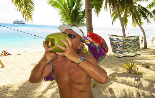 'with the words " strong like a lion' fresh in my memory, I down the first of two coconuts 